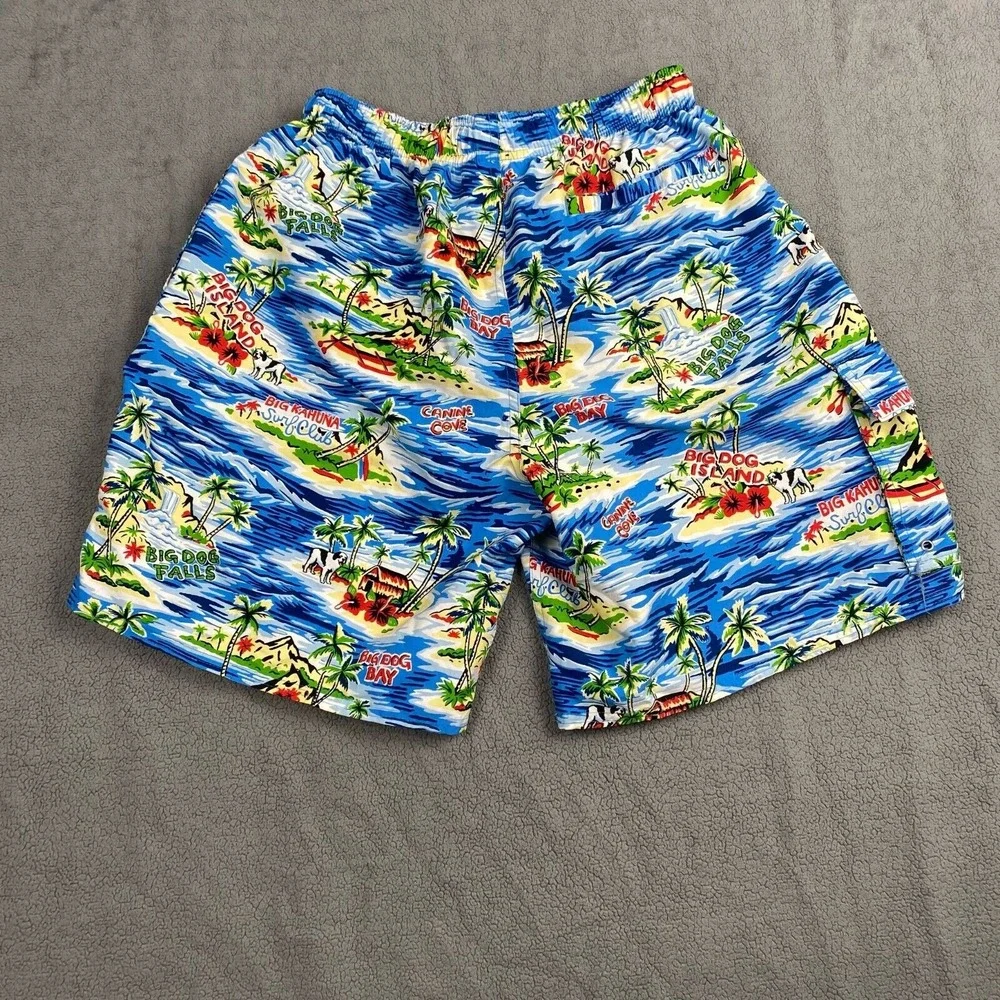 Big Dogs Swim Trunks Mens Medium Shorts Print‎ Tropical Island Big Kahuna Beach
